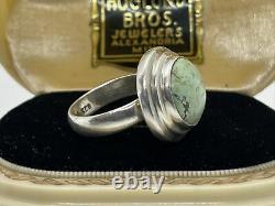 Vintage Sterling Silver Ring 925 Size 6.5 Turquoise Modernist 1894