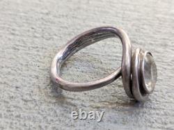 Vintage Sterling Silver Ring Glass Size 11 Round Modern Avant Garde Abstract