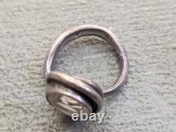 Vintage Sterling Silver Ring Glass Size 11 Round Modern Avant Garde Abstract