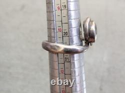 Vintage Sterling Silver Ring Glass Size 11 Round Modern Avant Garde Abstract