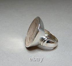 Vintage Sterling Silver Ring Set With A 1955 Australian Shilling 3253