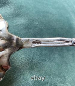 Vintage Sterling Silver Serving Spoon with Berry & Leaf Design Handle