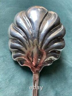 Vintage Sterling Silver Serving Spoon with Berry & Leaf Design Handle