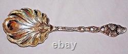 Vintage Sterling Silver Serving Spoon with Berry & Leaf Design Handle