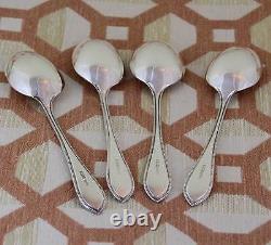 Vintage Sterling Silver Set of 4 Dessert Spoons, Fine Bead