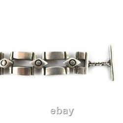 Vintage Sterling Silver Square Link Bar Bracelet