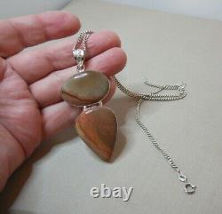 Vintage Sterling Silver & Stone Pendant Necklace 1478