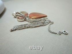 Vintage Sterling Silver & Stone Pendant Necklace 1478