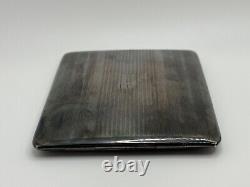 Vintage Sterling Silver Striped Gilt Interior Cigarette Case Monogrammed JHS