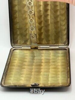 Vintage Sterling Silver Striped Gilt Interior Cigarette Case Monogrammed JHS