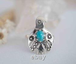 Vintage Sterling Silver Thunderbird Ring Turquoise Gemstone, American Jewelry