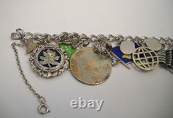 Vintage Sterling Silver Trip to North America Charm Bracelet 7 1/4