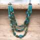 Vintage Sterling Silver Turquoise 3 Strand Beaded Necklace Gemstone Jewelry 24