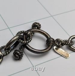 Vintage Sterling Silver Turquoise 3 Strand Beaded Necklace Gemstone Jewelry 24