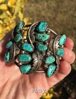 Vintage Sterling Silver Turquoise Cuff Bracelet by Zuni Artist M. Chuyate