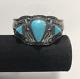 Vintage Sterling Silver Turquoise Navajo 925 Cuff Bracelet