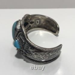 Vintage Sterling Silver Turquoise Navajo 925 Cuff Bracelet