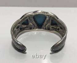 Vintage Sterling Silver Turquoise Navajo 925 Cuff Bracelet