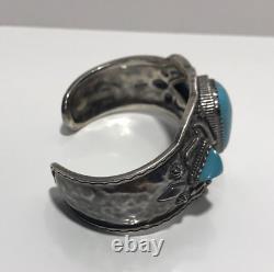 Vintage Sterling Silver Turquoise Navajo 925 Cuff Bracelet