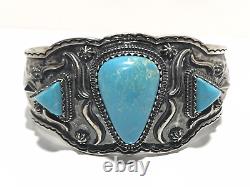 Vintage Sterling Silver Turquoise Navajo 925 Cuff Bracelet