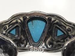 Vintage Sterling Silver Turquoise Navajo 925 Cuff Bracelet