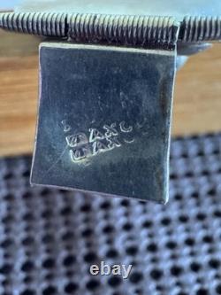 Vintage Sterling Silver Turquoise Panel Bracelet Signed 7.5 35g