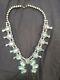 Vintage Sterling Silver Turquoise Stormy Mountain Squash Blossom Necklace