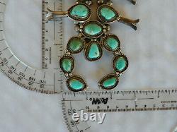 Vintage Sterling Silver & Turquoise Squash Blossom Necklace 234 grams