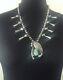 Vintage Sterling Silver+turquoise Squash Blossom Necklace Signed Michael Horse