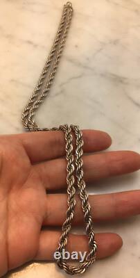 Vintage Sterling Silver Two Tone Rope Necklace 49.65 Grams 24 Long