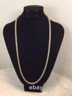 Vintage Sterling Silver Two Tone Rope Necklace 49.65 Grams 24 Long