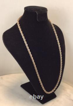 Vintage Sterling Silver Two Tone Rope Necklace 49.65 Grams 24 Long