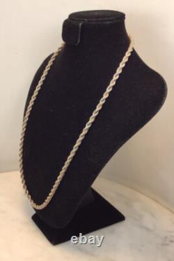 Vintage Sterling Silver Two Tone Rope Necklace 49.65 Grams 24 Long
