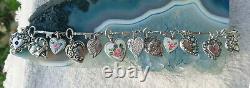 Vintage Sterling Silver Walter Lampl Puffy Heart Key Link Charm Bracelet