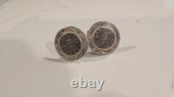 Vintage Sterling Silver WithGold Centers Men's Cufflinks Made In Mexico
