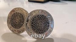 Vintage Sterling Silver WithGold Centers Men's Cufflinks Made In Mexico