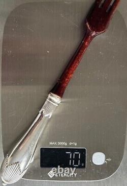 Vintage Sterling Silver Wood Serving Fork