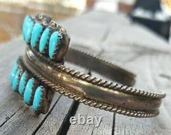 Vintage Sterling Silver Zuni Petite Point Turquoise Cuff Bracelet 17.4 Grams DJ