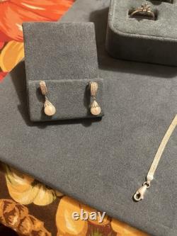Vintage Sterling Silver and Fresh Water Pearl Jewelry Lot Necklace Bracelet Ring