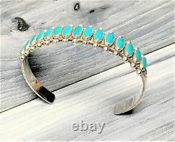 Vintage Sterling Turquoise Zuni Style Cuff Bracelet