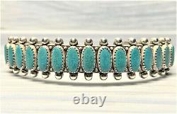 Vintage Sterling Turquoise Zuni Style Cuff Bracelet