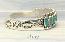 Vintage Sterling Turquoise Zuni Style Cuff Bracelet