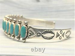 Vintage Sterling Turquoise Zuni Style Cuff Bracelet