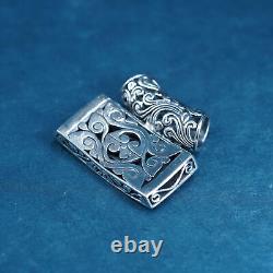 Vintage Sterling silver 925 handmade Bali rectangular pendant