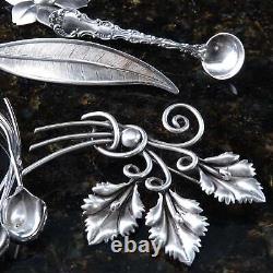 Vintage Sterling silver brooch Collection Beau New Years Eve Clover, Salt spoon