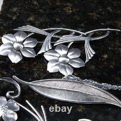 Vintage Sterling silver brooch Collection Beau New Years Eve Clover, Salt spoon