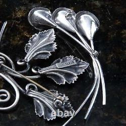 Vintage Sterling silver brooch Collection Beau New Years Eve Clover, Salt spoon