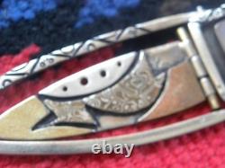 Vintage Sterling silver pink stone pendant and necklace, abstract metals 21 +