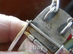 Vintage Sterling silver pink stone pendant and necklace, abstract metals 21 +