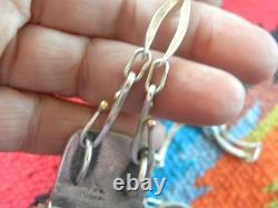 Vintage Sterling silver pink stone pendant and necklace, abstract metals 21 +